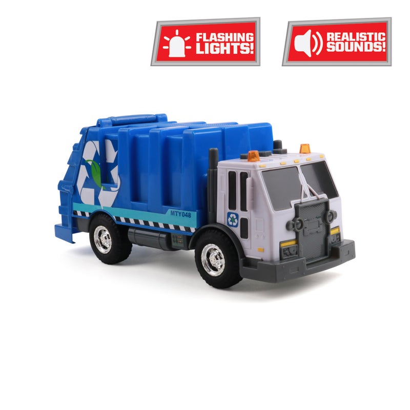 Mighty Fleet Rescue Force 12" Garbage Truck Toy â€“ Realistic Lights & Sounds, Detachable Recycling Bin, Durable Free-Wheeling Design â€“ Ages 3+ - Image 2